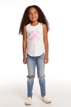 Chaser Brand Vacay Vibes Girls Vintage Jersey Shirttail Muscle Clearance
