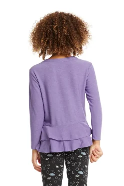 Chaser Brand Veronica Purple Long Sleeve Tee Outlet