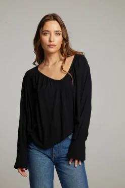 Chaser Brand Warren Licorice Blouse Discount