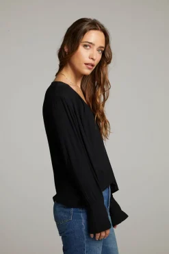 Chaser Brand Warren Licorice Blouse Discount