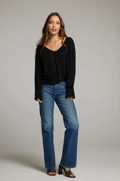 Chaser Brand Warren Licorice Blouse Discount