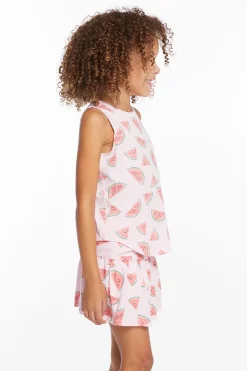 Chaser Brand Watermelon Heaven Girls Vintage Jersey Shirttail Muscle Best