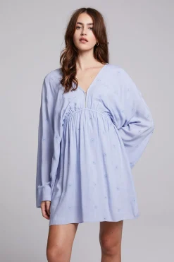 Chaser Brand Waverly Faded Denim Blue Mini Dress Fashion