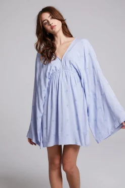 Chaser Brand Waverly Faded Denim Blue Mini Dress Fashion