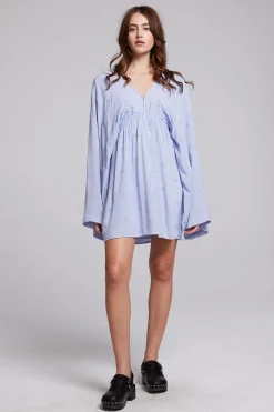 Chaser Brand Waverly Faded Denim Blue Mini Dress Fashion