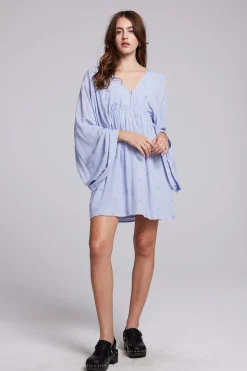 Chaser Brand Waverly Faded Denim Blue Mini Dress Fashion