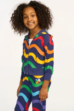 Chaser Brand Wavy Flower Rainbow Zip-up Hoodie Discount