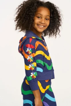 Chaser Brand Wavy Flower Rainbow Zip-up Hoodie Discount