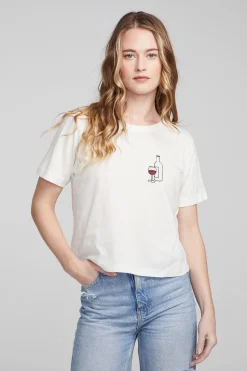 Chaser Brand Wine Short Sleeve Embroidery Tee Clearance