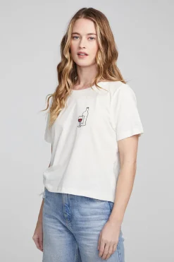 Chaser Brand Wine Short Sleeve Embroidery Tee Clearance