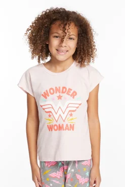 Chaser Brand Wonder Woman Retro Logo Girls Tee Discount