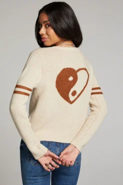 Chaser Brand Yin Yang Heart Cardigan New