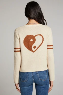 Chaser Brand Yin Yang Heart Cardigan New