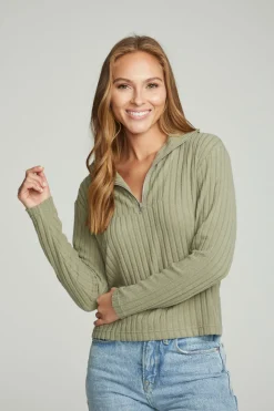 Chaser Brand Zip Up Mock Neck Long Sleeve Pullover Shop