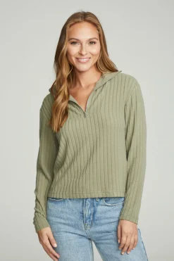 Chaser Brand Zip Up Mock Neck Long Sleeve Pullover Shop