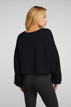 Chaser Brand Zuma Cotton Terry Cropped Crewneck Pullover Hot