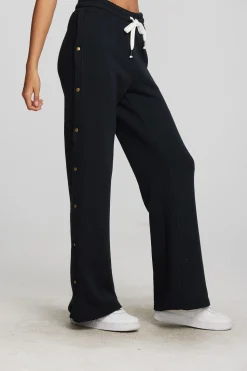 Chaser Brand Zuma Cotton Terry Wide Leg Joggers With Button Side Seam Outlet
