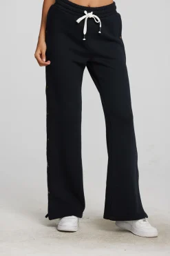 Chaser Brand Zuma Cotton Terry Wide Leg Joggers With Button Side Seam Outlet